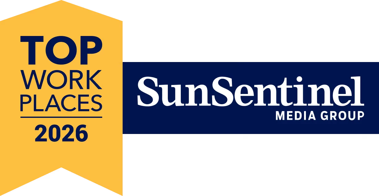 Top Workplaces 2026 award from Sun Sentinel Media Group