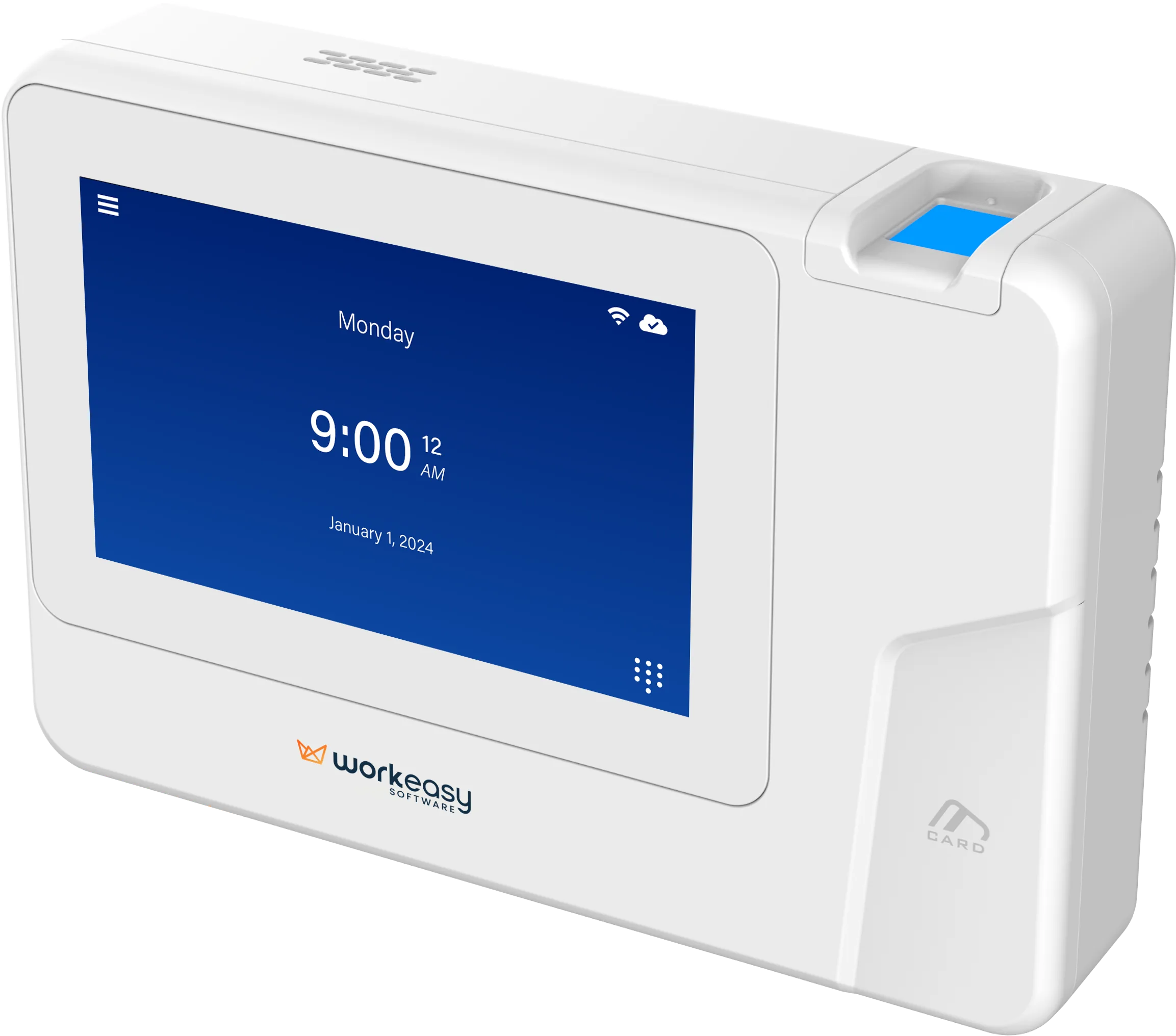 EasyClocking 500 multispectral fingerprint scanner verifying employee identity